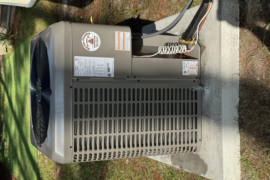 Merckle Plumbing an outdoor condensing unit in Northwest Florida