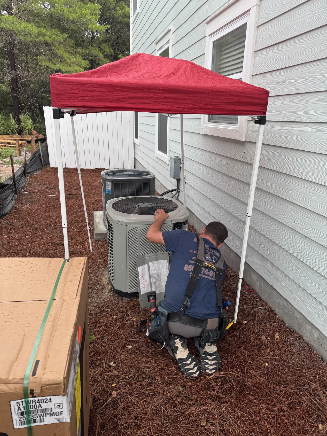 Merckle Plumbing replacing a residential air conditioning system in Northwest Florida