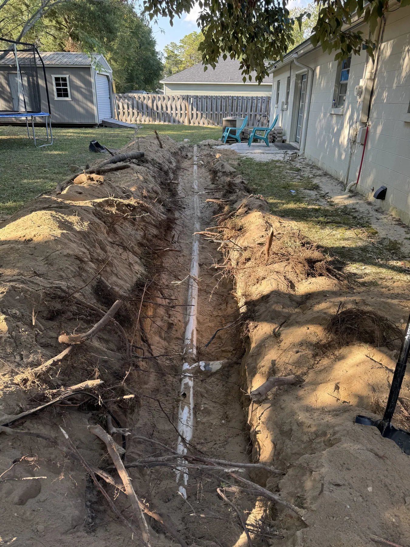 Merckle Plumbing excavation for an underground utility line in Northwest Florida